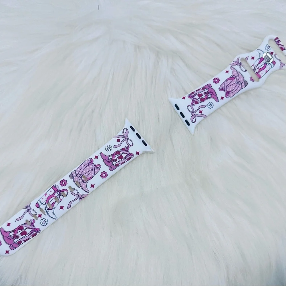 New Pink Bows & Boots Design Watch Band For Apple Watch 38mm / 40mm / 41mm